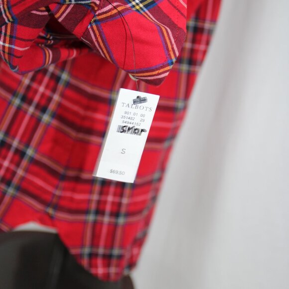 Talbots Red Tartan Plaid Top Women's Size S Button Down Shirt NEW Cotton - Picture 6 of 11
